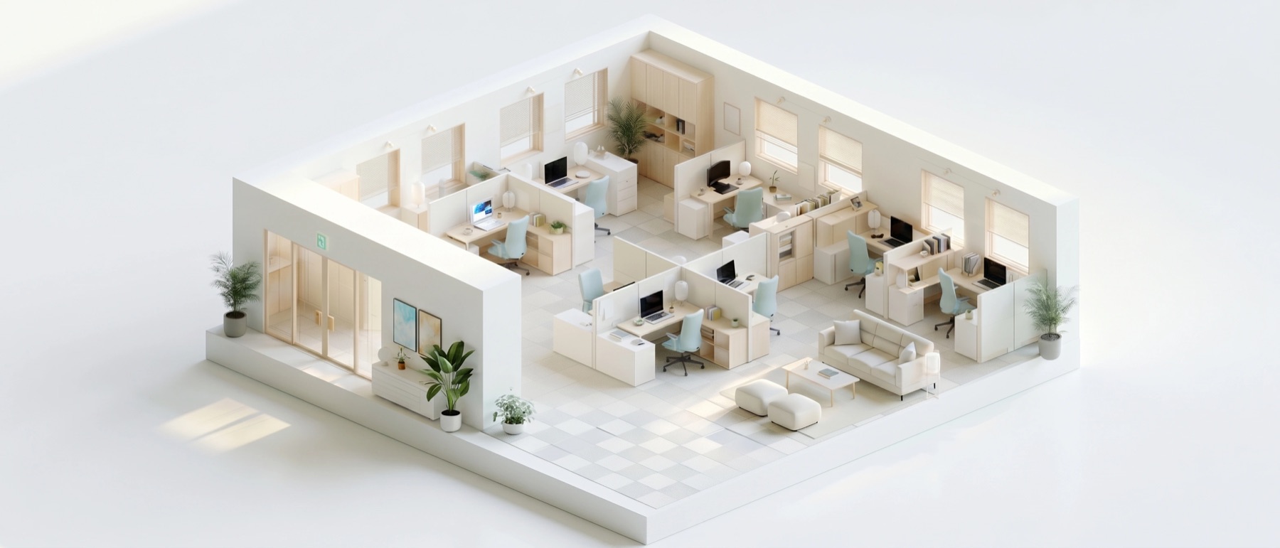 A commercial office space cleaned by Aline Cleaning